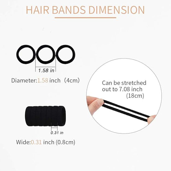 30 Black Hair Bands for Women & Girls –  Soft Elastic Hair Ties