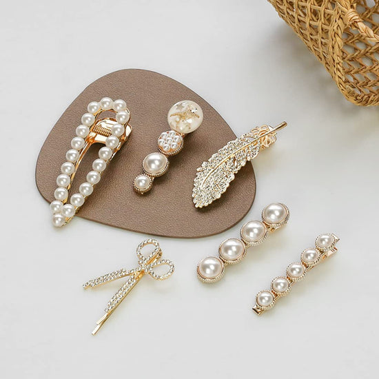 Korean Style Pearl Metal Hair Clips- Hair Accessories For Women's & Girls ( 11 Items )