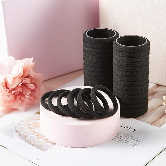 30 Black Hair Bands for Women & Girls –  Soft Elastic Hair Ties