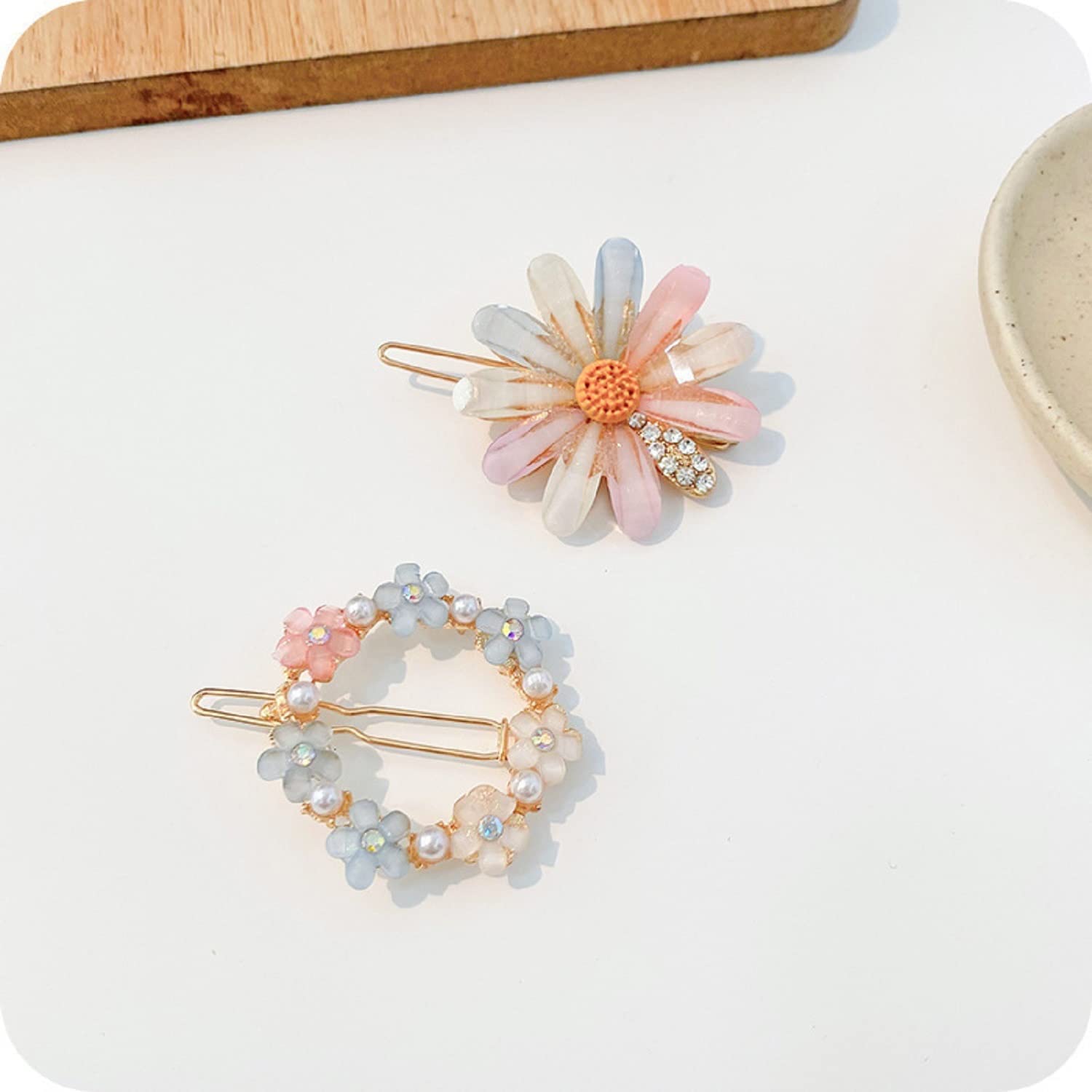 Cute Korean Hair Clips for Women - Fancy Flower Hair Clips (Pack of 4)