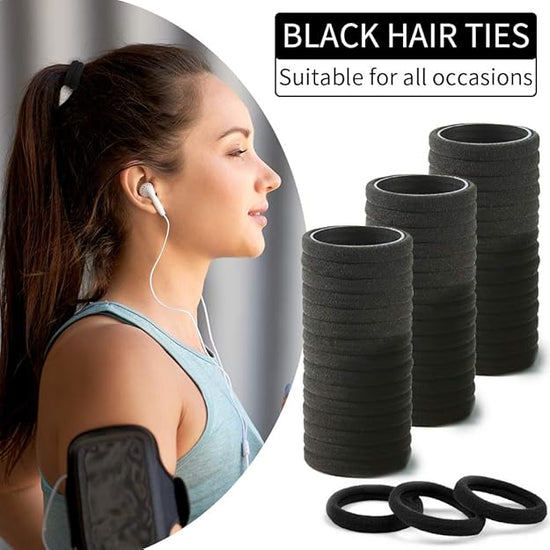 30 Black Hair Bands for Women & Girls –  Soft Elastic Hair Ties