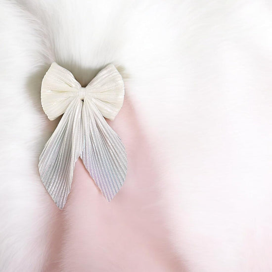 White Bow For Hair Clip for Women - White Bow Shaped Hair Clip