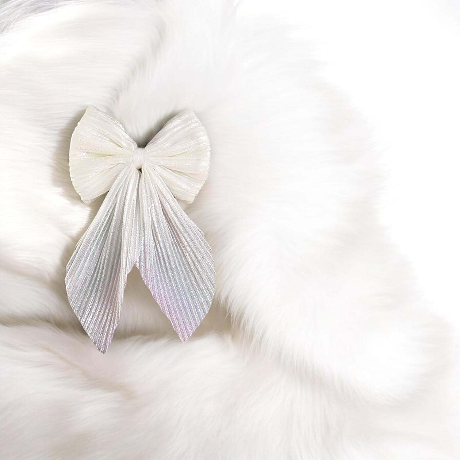 White Bow For Hair Clip for Women - White Bow Shaped Hair Clip